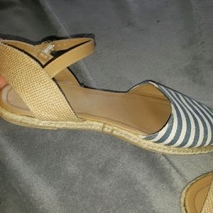 open toe striped sandals